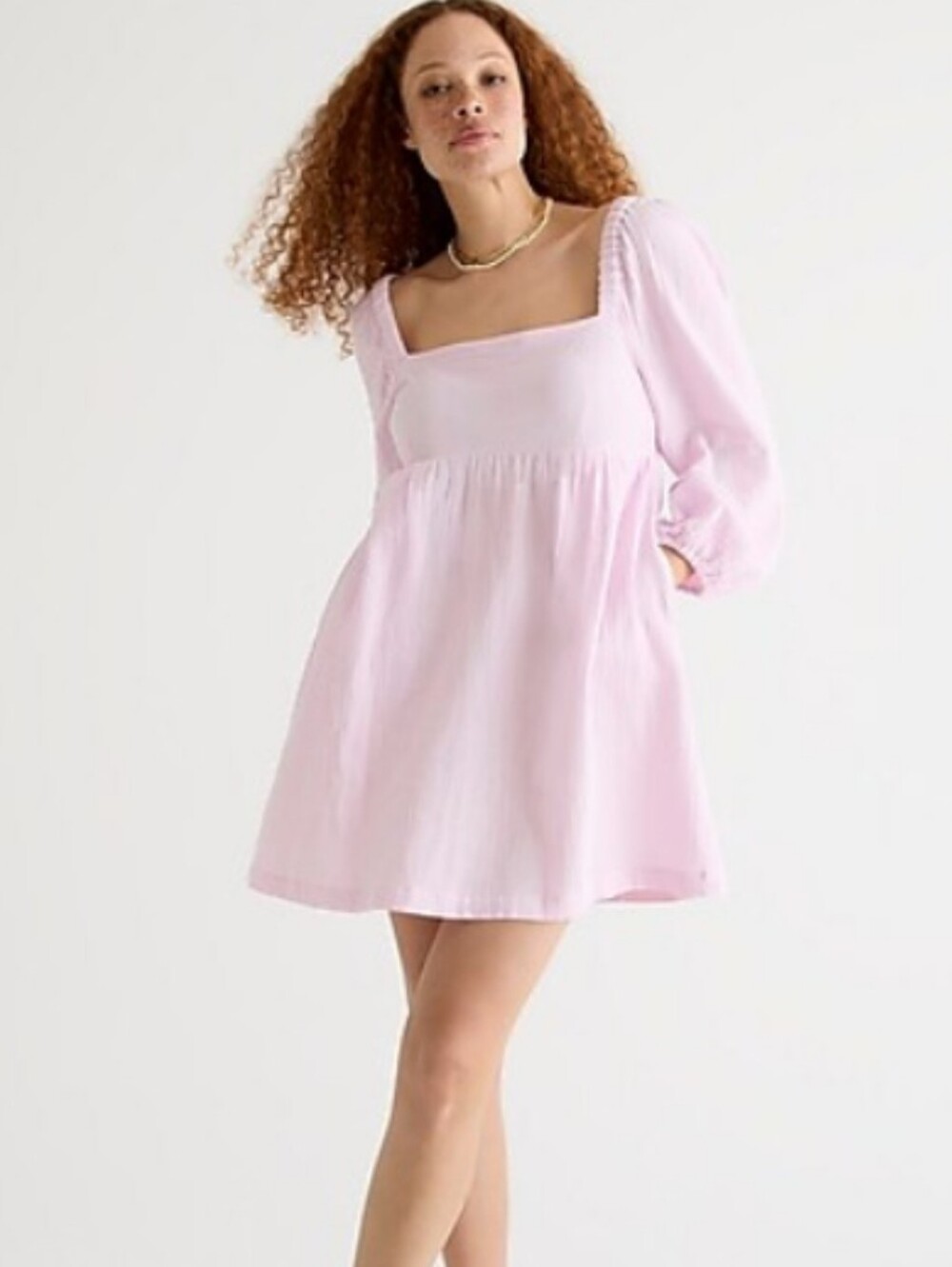 J. Crew soft gauzy puff sleeve square neckline and empire waist dress